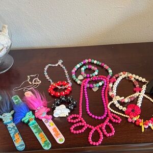 Trolls Vibrant Pink and Red Kids Jewelry Set